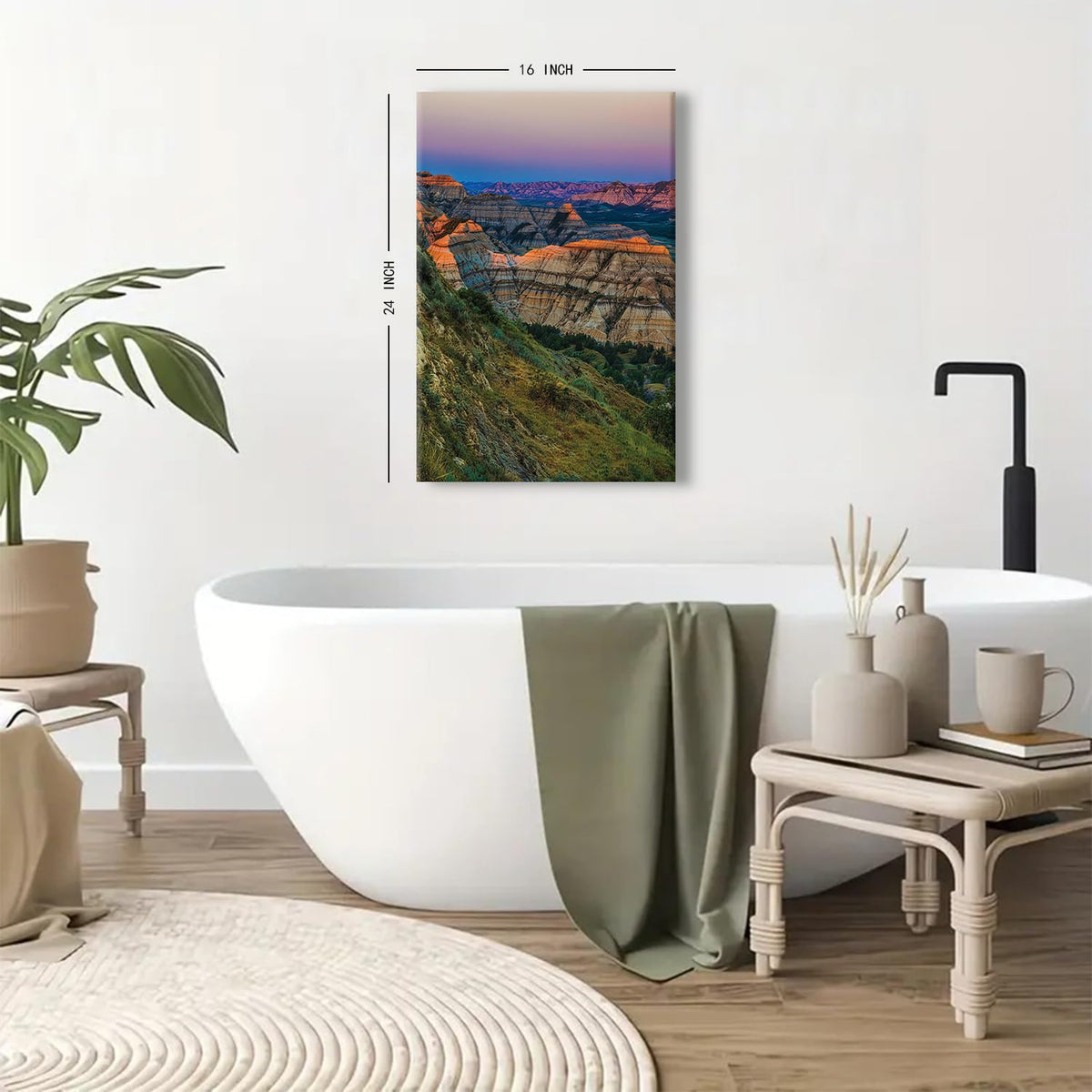 Nature Canyon Landscape Wall Art Western Decor Theodore Roosevelt National Park Wall Paintings American North Dakota Mountain Scenery Pictures Canvas Prints Artwork Bedroom Bathroom Decorations 16x24" (16"L x 24"W / Nature16)