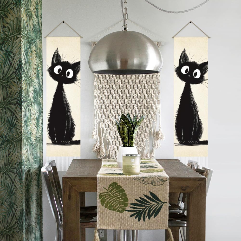 2Pcs Black Cat Tapestry (Black and white-cat)