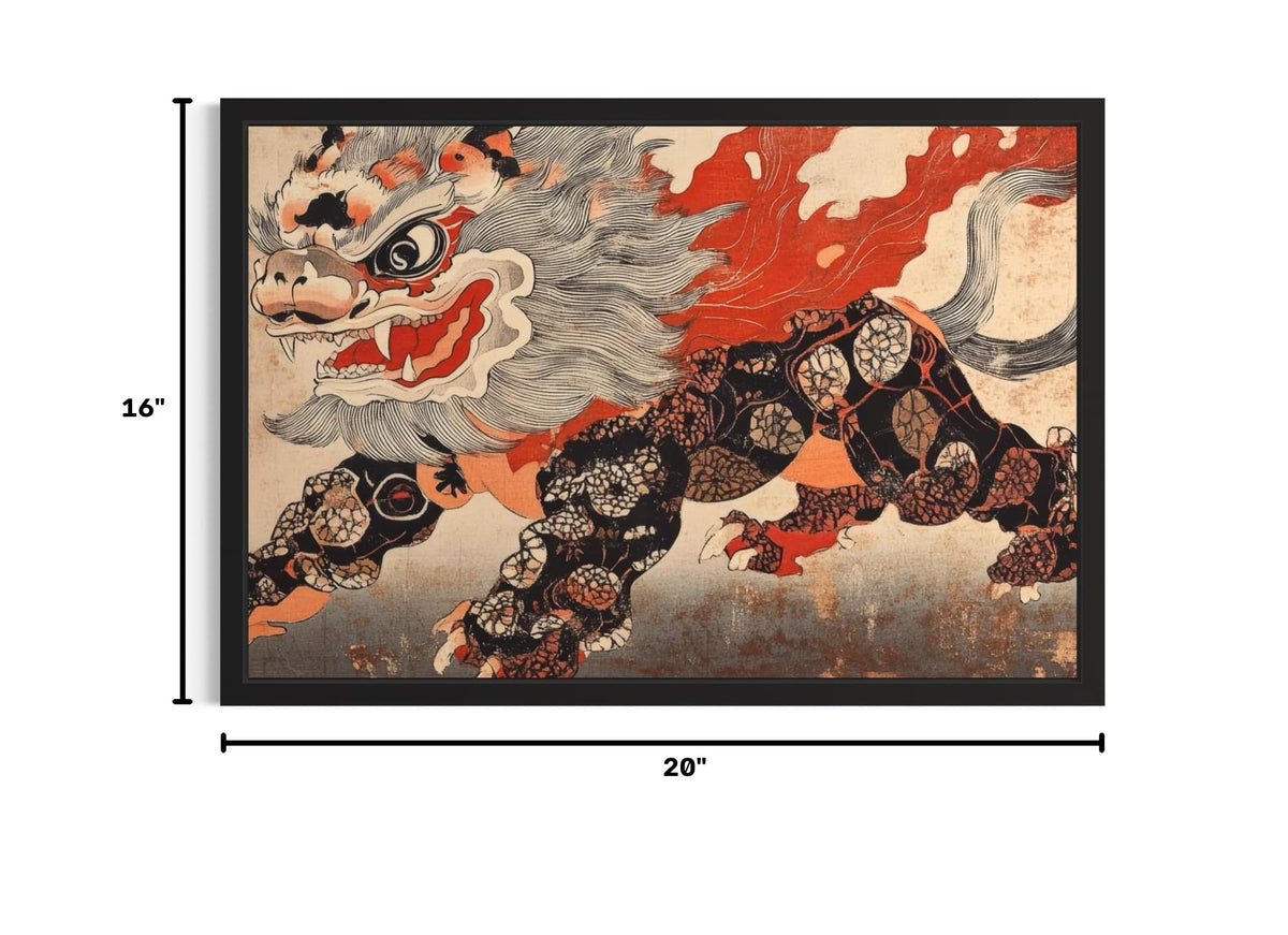 Lunar Lion Dance Unframed Wall Art Print Poster (Lunar Lion Dance / 20"L x 16"W)