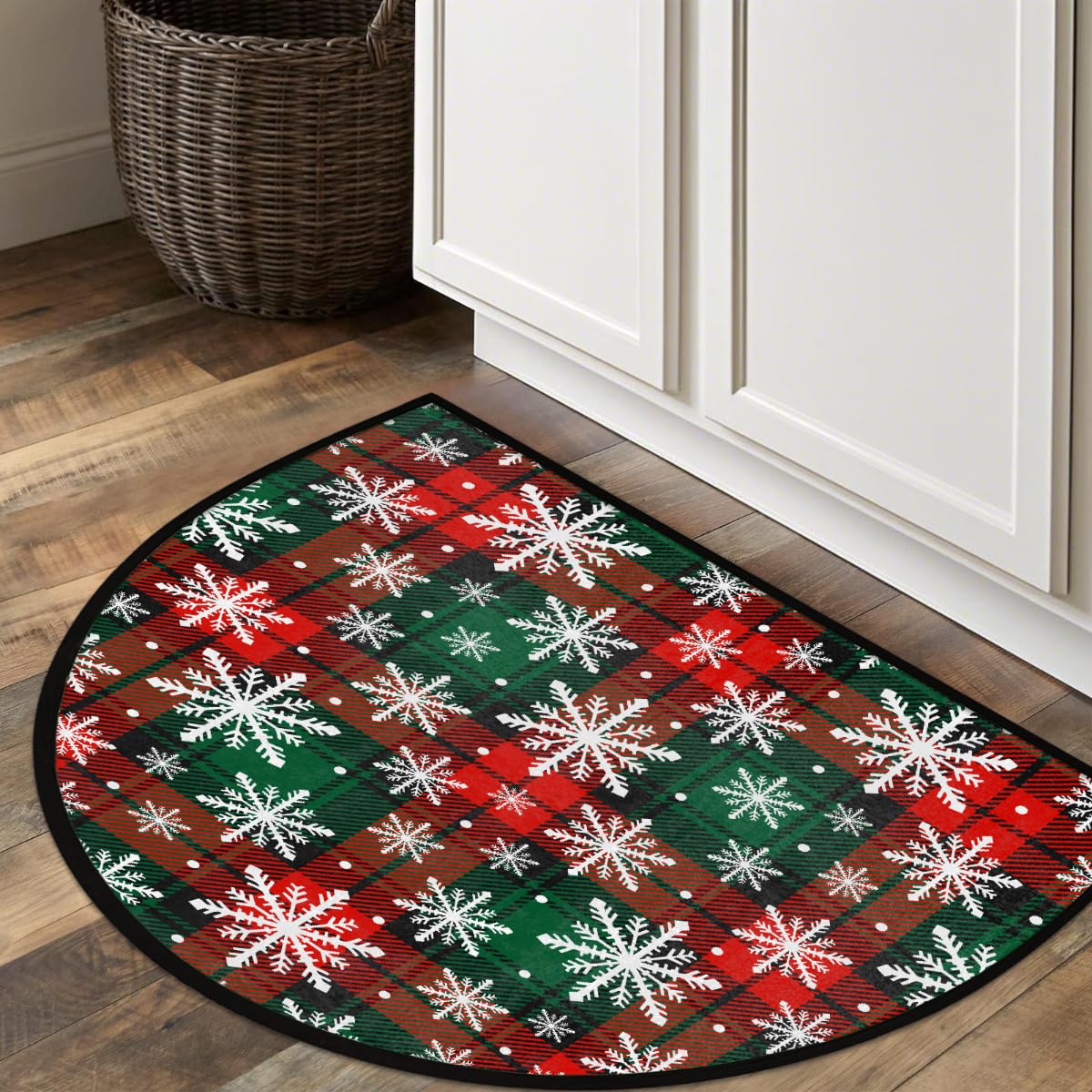 Snowflake Half Round Door Mat Semi Moon Rug Fireplace Carpet Area Rugs (B:a-16)