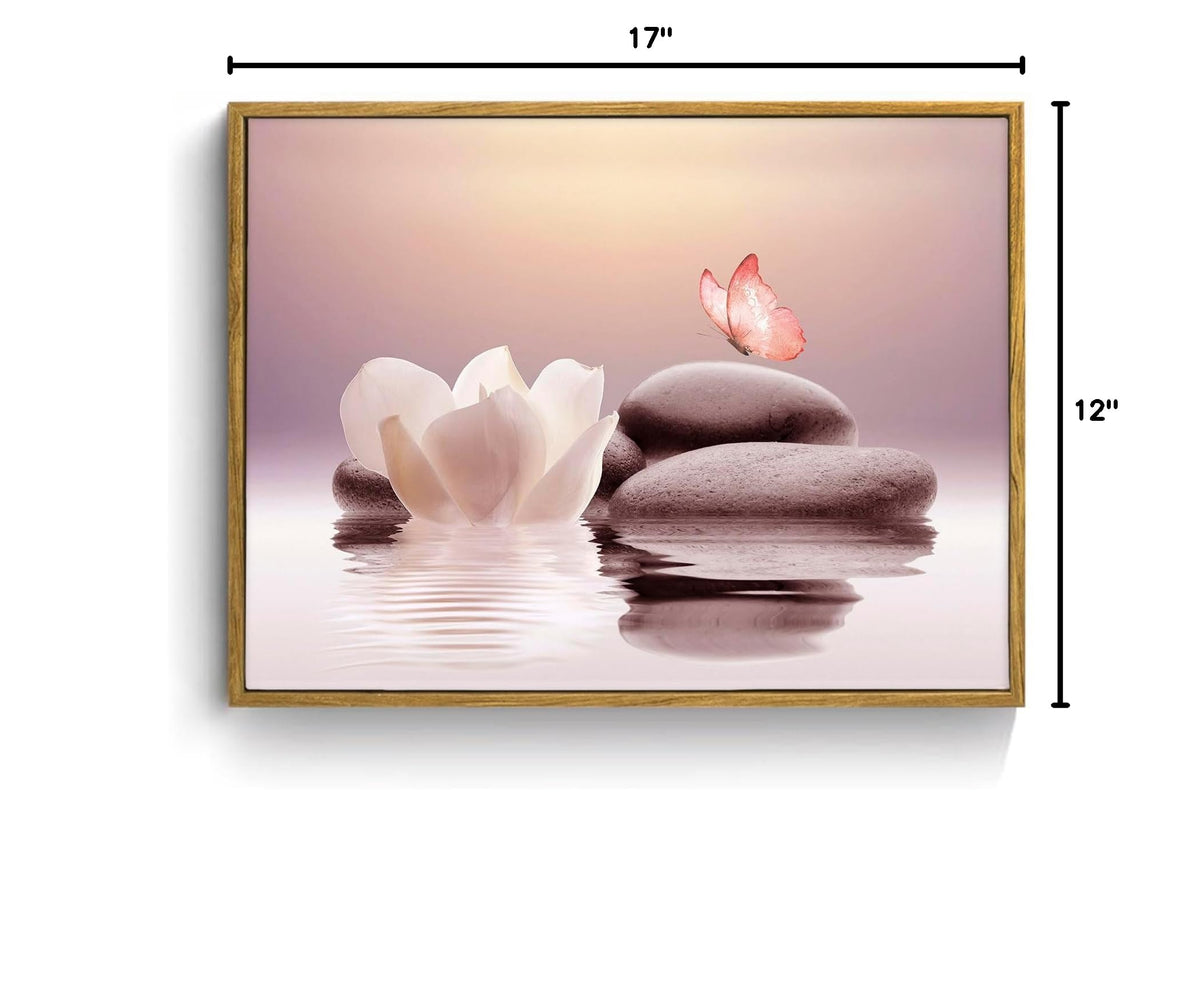 Zen Framed Wall Art for Living Room (12"L x 17"W / Pink)