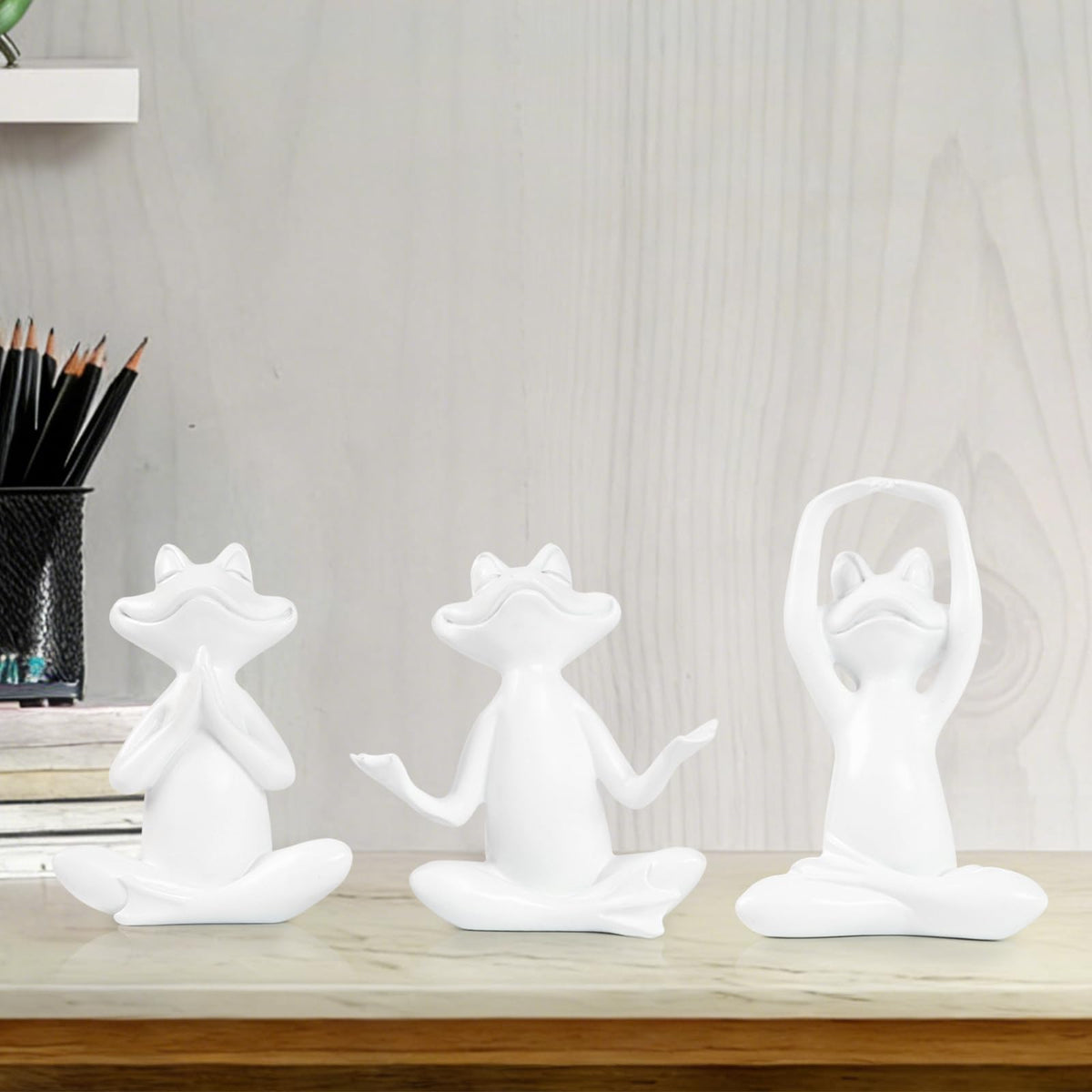 White Frog Yoga Figurines 3 Pcs (White Frog-3)