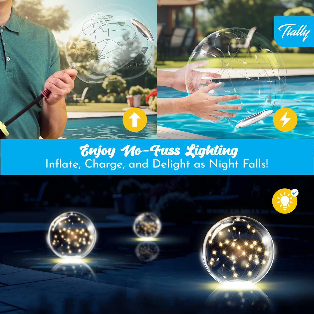 Fairy Floating Pool Lights Solar Powered (Warm / 4 Pack)
