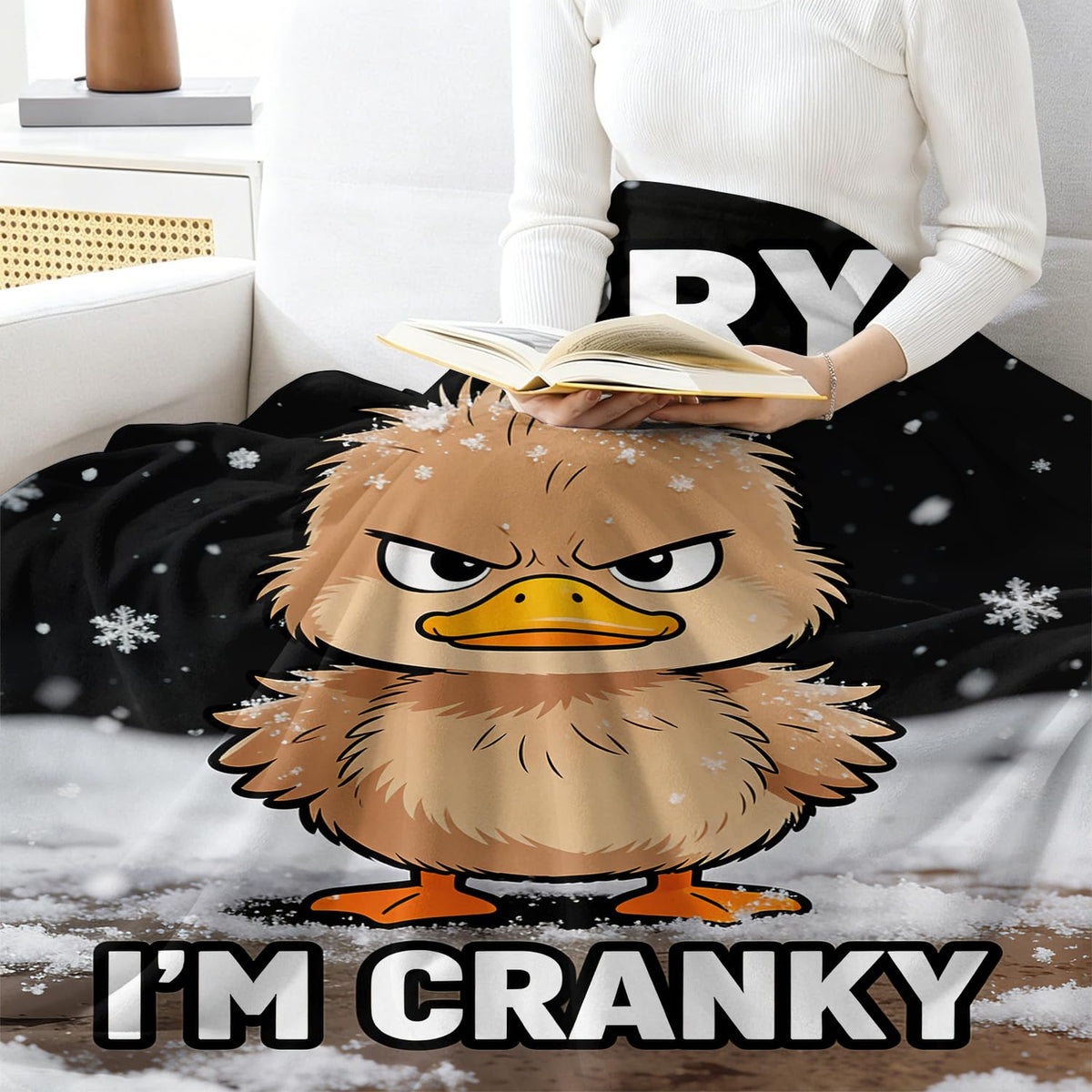 Funny Duck Throw Blanket Cartoon Cranky Animal Cozy Plush Flannel 50"X60" (Duck / 50"X60")