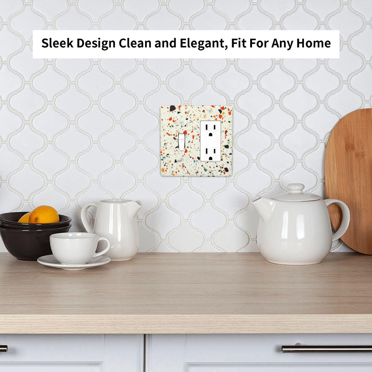 Beige.Cream Yellow Terrazzo Marble 2 Gang Single Toggle (Beige.Cream Yellow Terrazzo Marble / 2 Gang Rocker/Toggle Combo)