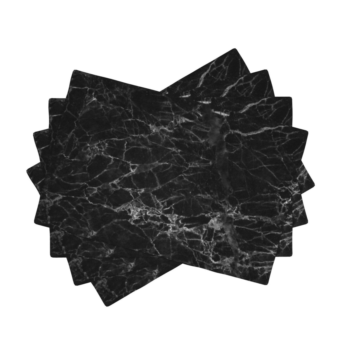 Black Glass Texture Marble Place Mat Set of 4 Pieces Heat (4PCS / Black Texture Marble)