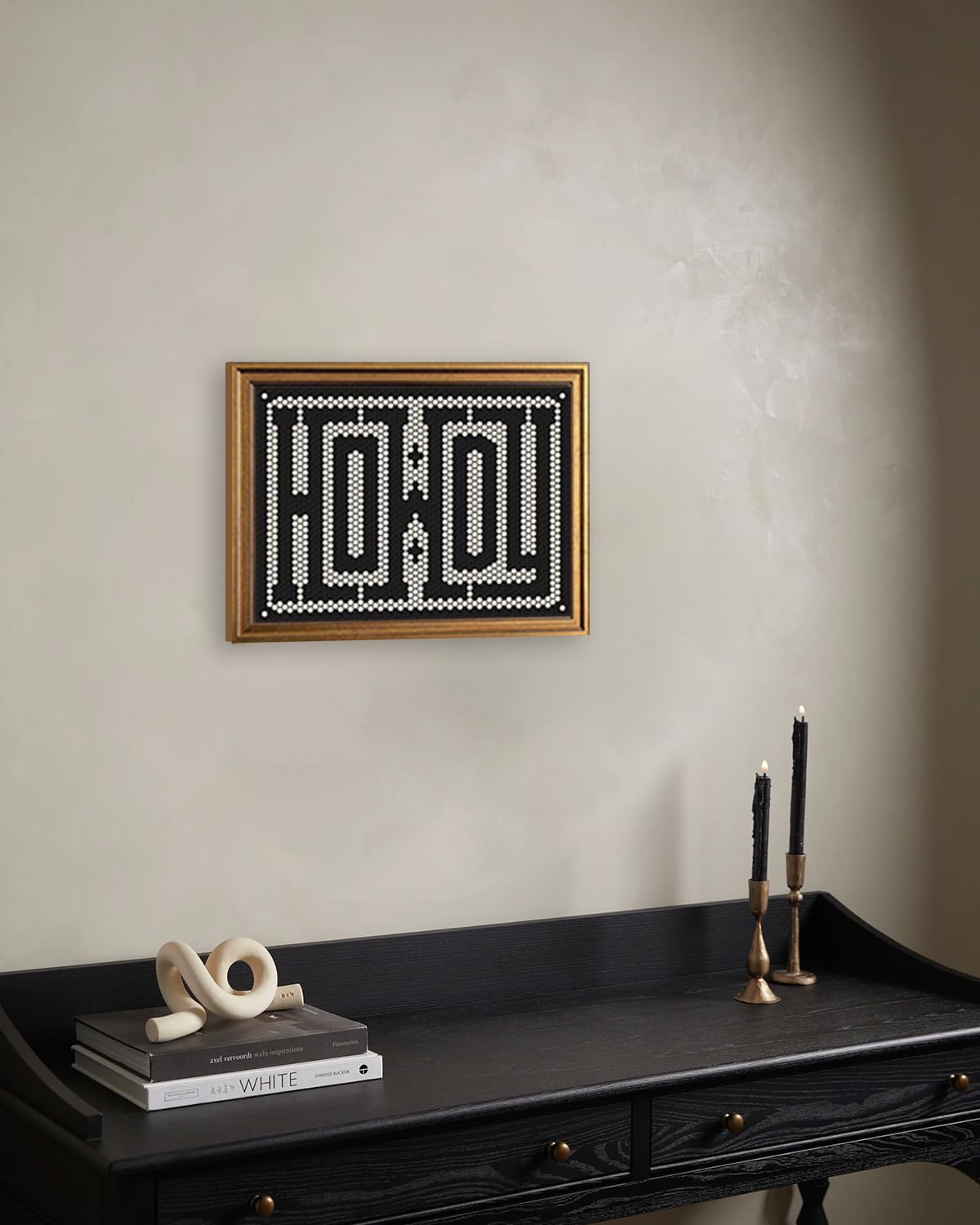 Gold Framed Funky Big Howdy Canvas Wall Art Western Modern Decor (Howdy / 16"L x 12"W)