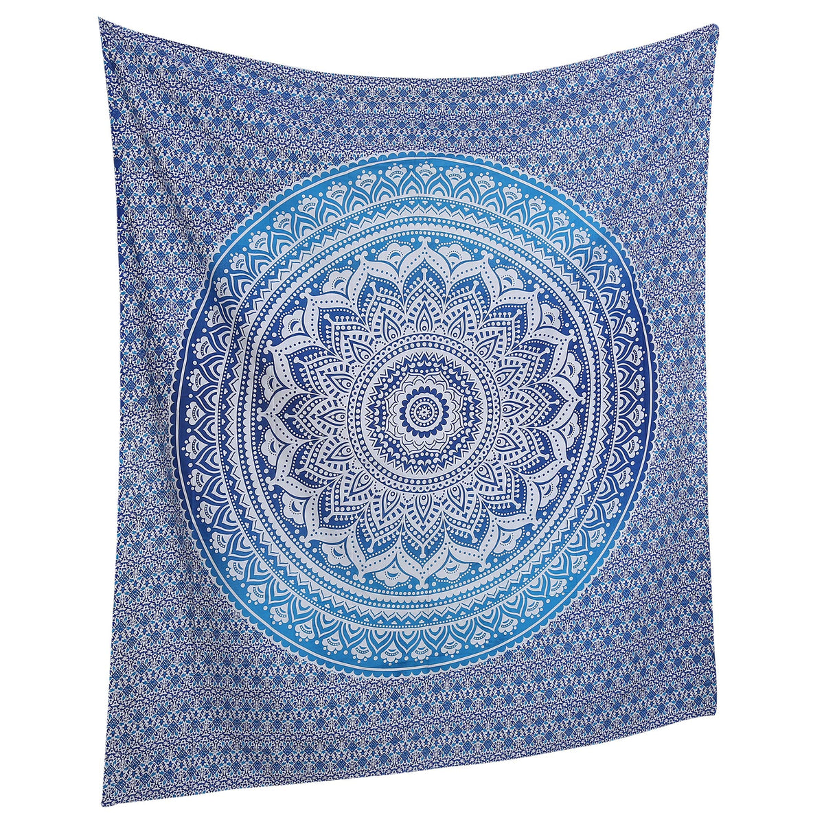 Large Mandala Tapestry for Bedroom and Living Room Wall Hanging Cotton Tapestries (Blue / 90"L x 84"W)