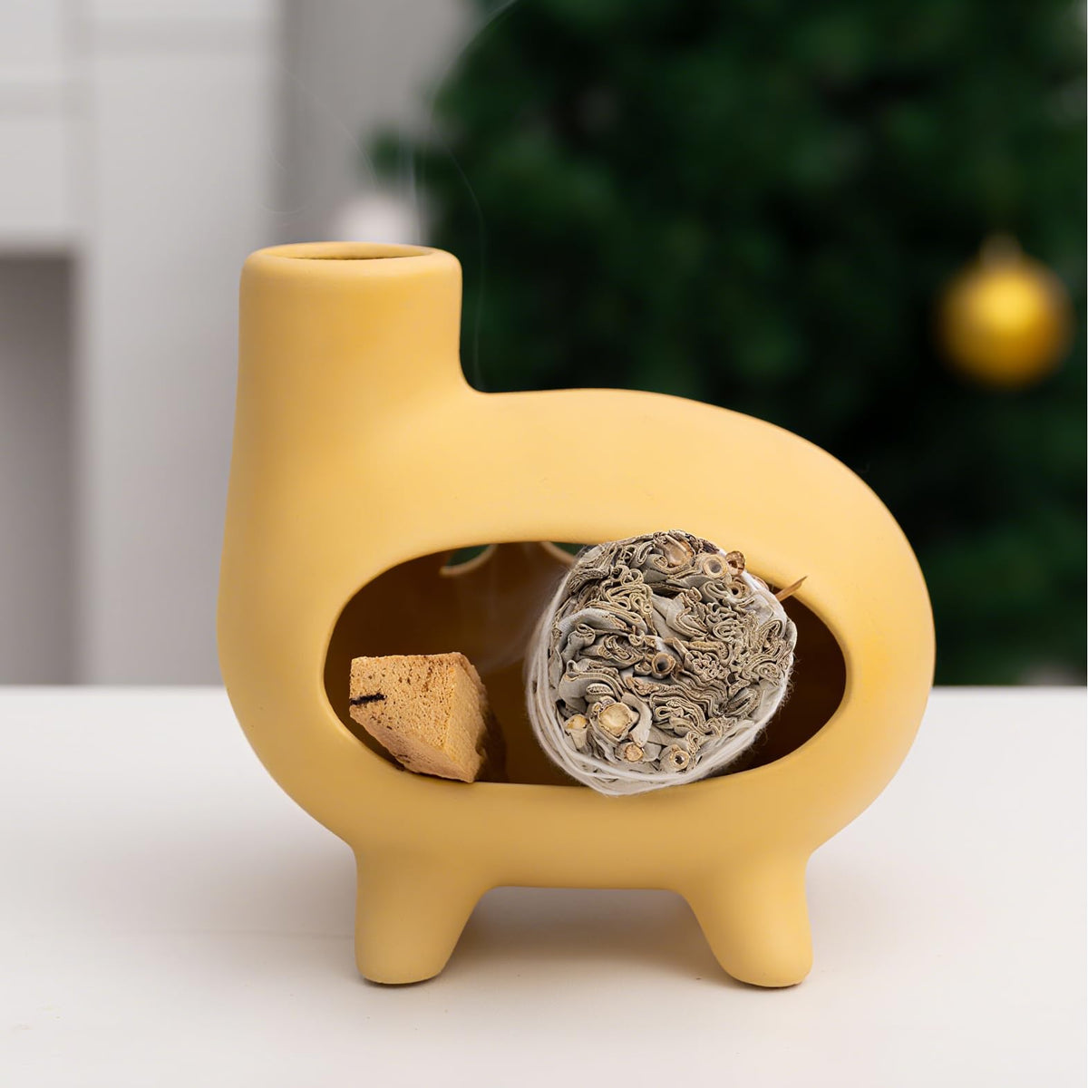 Handcrafted Yellow Clay Palo Santo Burner (Footed Clay -Yellow)