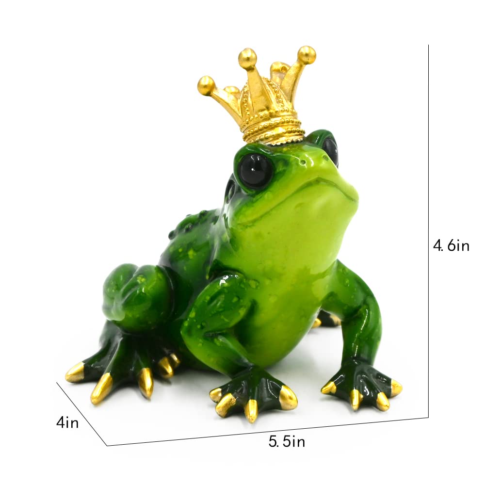 Crown Frog Prince Figurine Princess and Frog Party Decorations Cake Topper (Green Prince Frog)