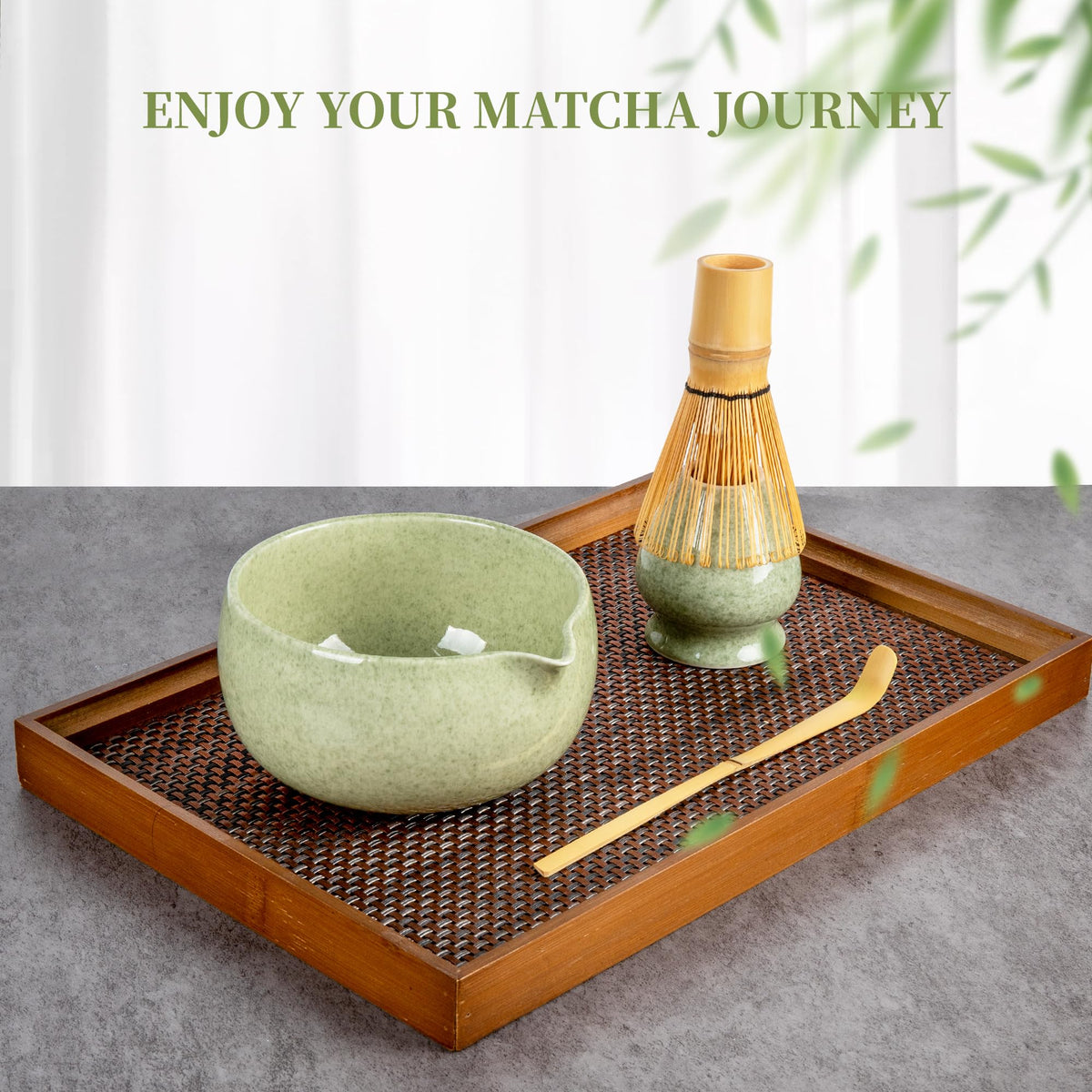 Matcha Whisk Set With Bowl (Mottled Green)