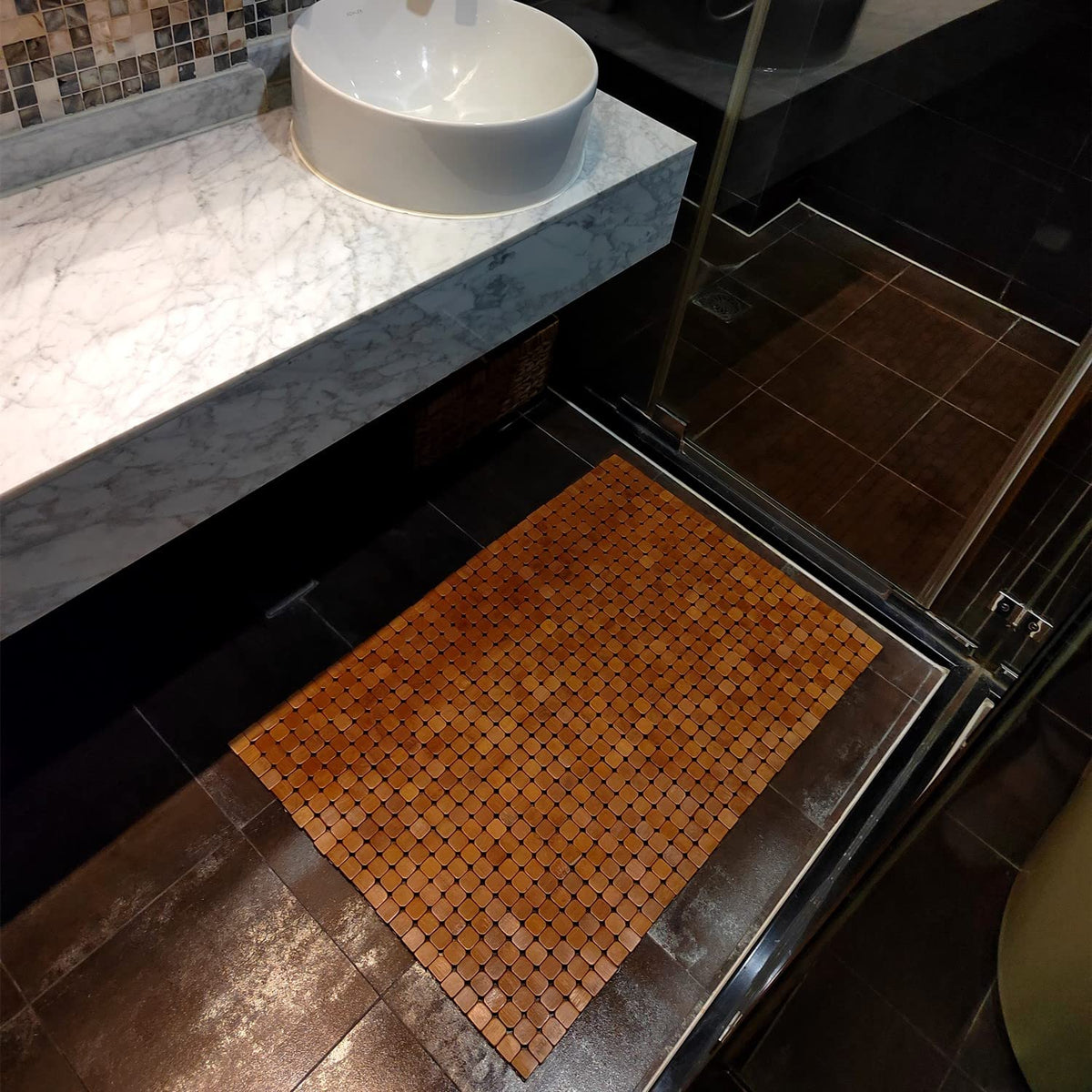 Bamboo Bath Mat with 19.7X27.5 inch (27.5" x 19.7" (Rectangular))