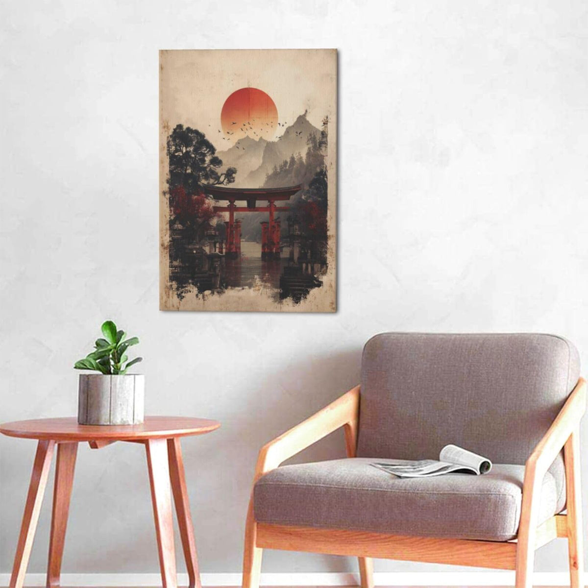 Japanese Shrine Wall Art Oriental Asian Wall Decor Japan Traditional Canvas Pictures Chinese Aesthetic Paintings Prints China Artwork Framed Decorations For Bedroom Living Room Office Gifts 16" x 24" (Shrine / 24"L x 16"W)