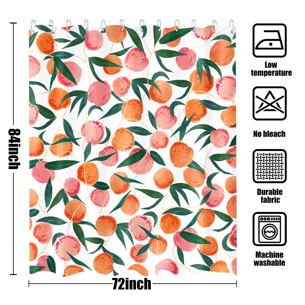 Peach Shower Curtain (Peach / 72"W x 84"L (Pack of 1))