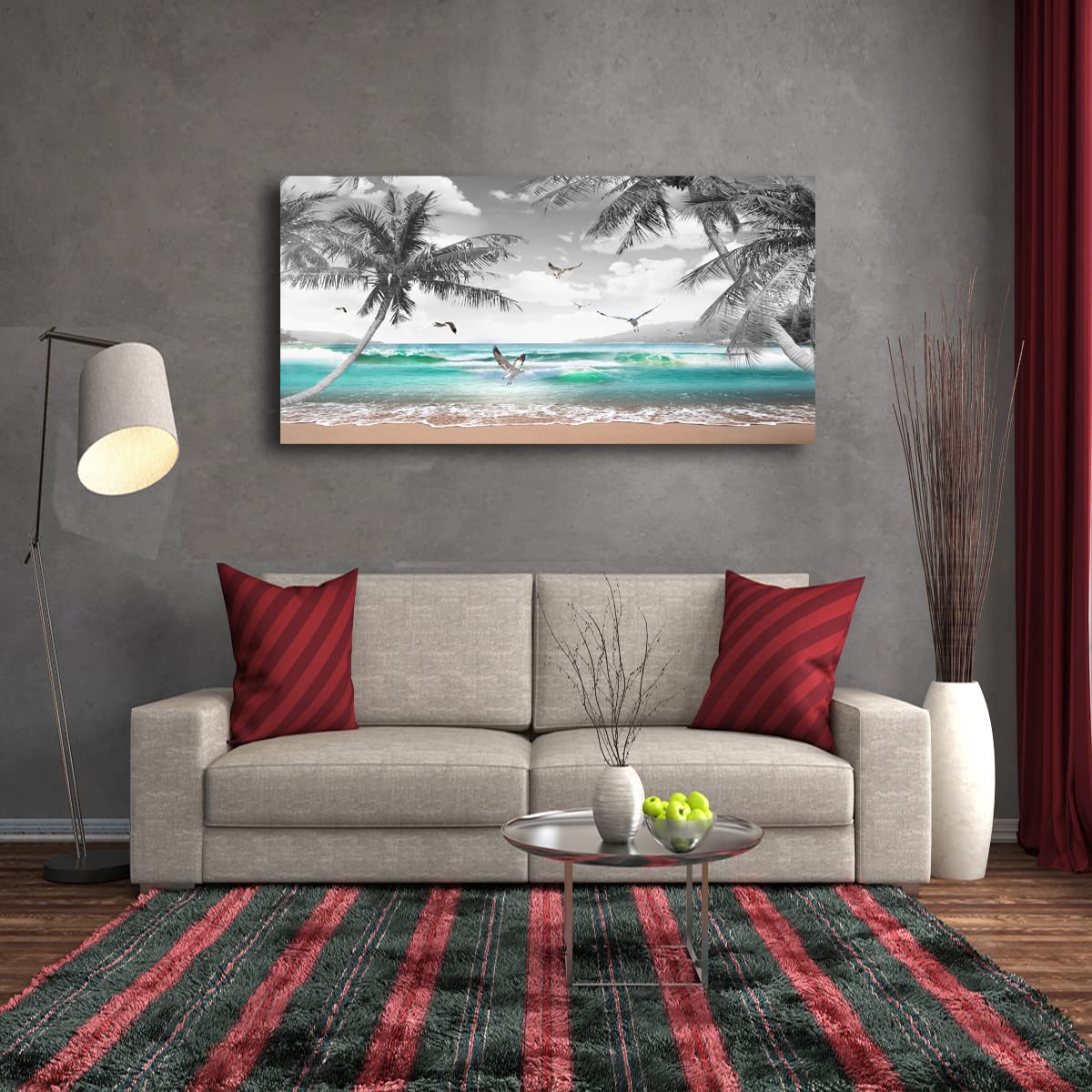 Beach Palm Pictures Canvas Wall Art For Living Room Bedroom Wall Decor (40"L x 20"W / Beach Palm Pictures Canvas Wall Art)