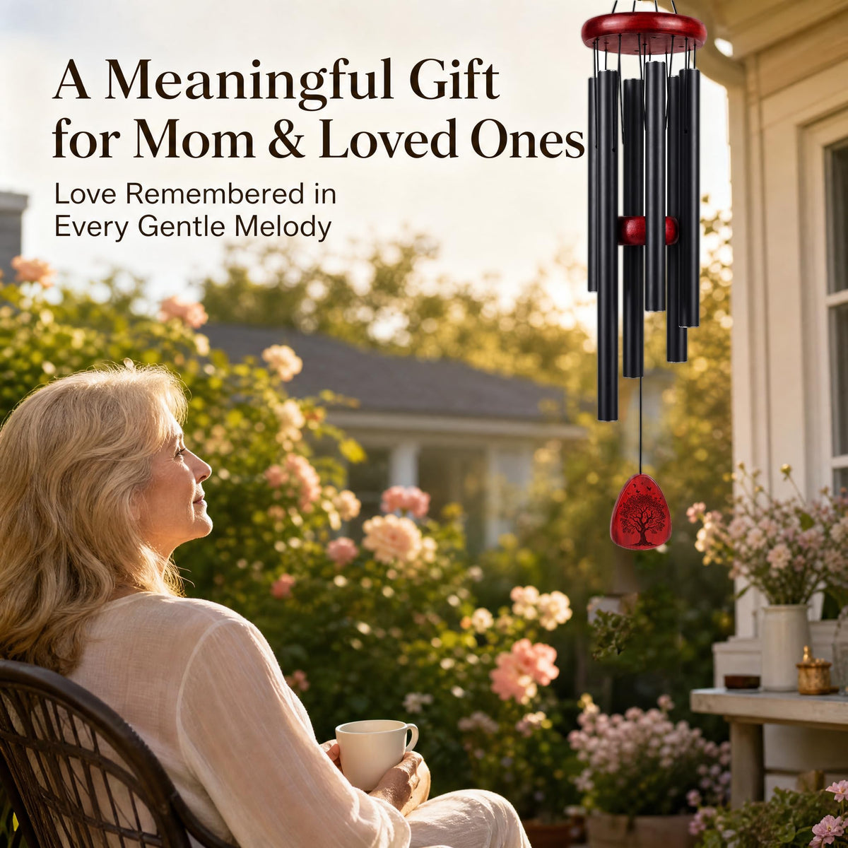 37" Large Wind Chimes for Outside (Black)