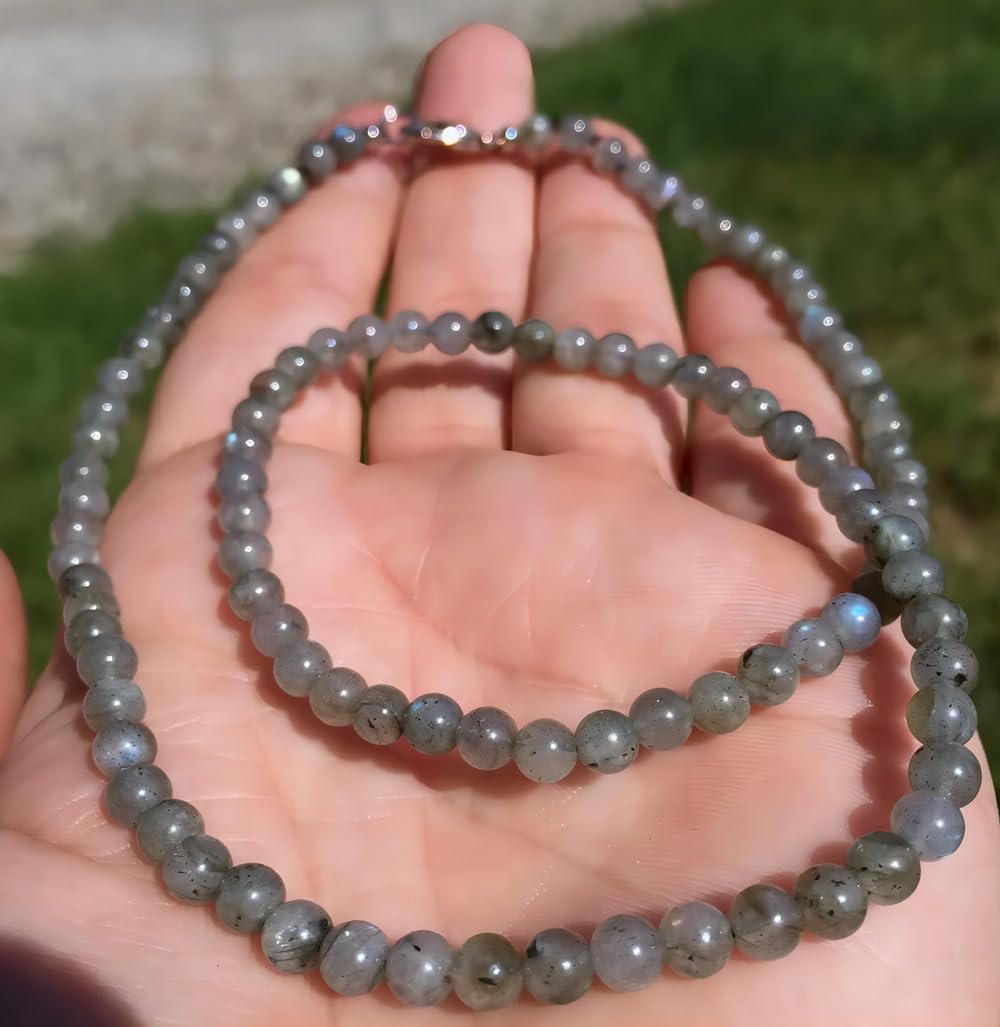 116 Pcs Labradorite Beads for Jewelry Making 6 MM Labradorite Gemstones Loose Stone Beads (Labradorite / 6MM, 116-120pcs)