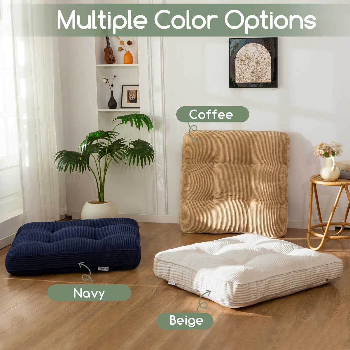 35" Floor Pillow Cushion for Adults (Navy / 4" Thick Square)