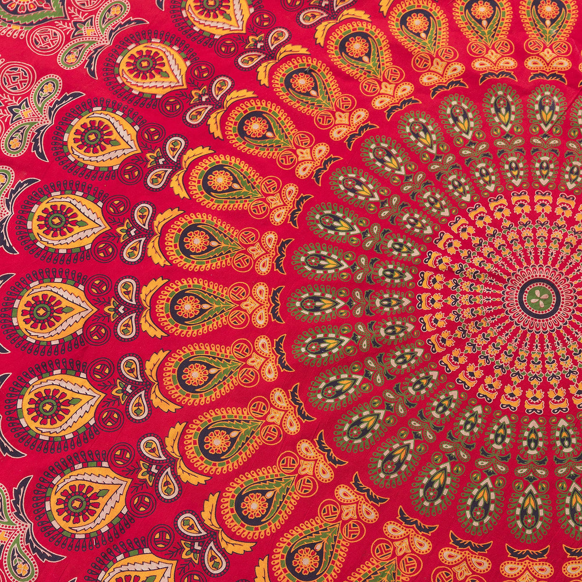 Round Tapestry Wall Hanging Hippie Mandala Roundie Bohemian Hippy Intricate Indian Tapestries Tablecloth 70 Inches (Red_Yellow / 70"L x 70"W)