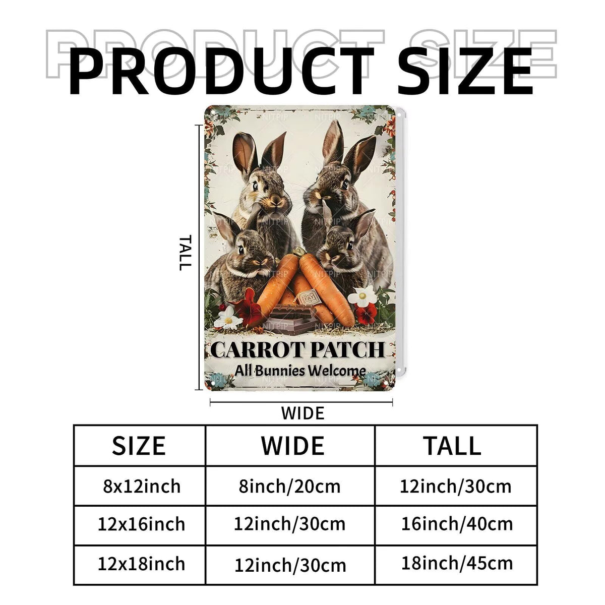 Easter Carrot Patch Metal Tin Sign Rabbit Garden Sign Easter Metal Sign Farmhouse Wall Decor for Home Garden Living Room Bedroom Outdoor Decor 8x12 Inch (Easter Carrot Patch / 8x12 Inch)