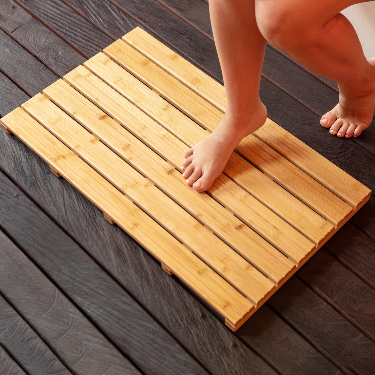 Large Natural Bamboo Bath Mat (Natural)