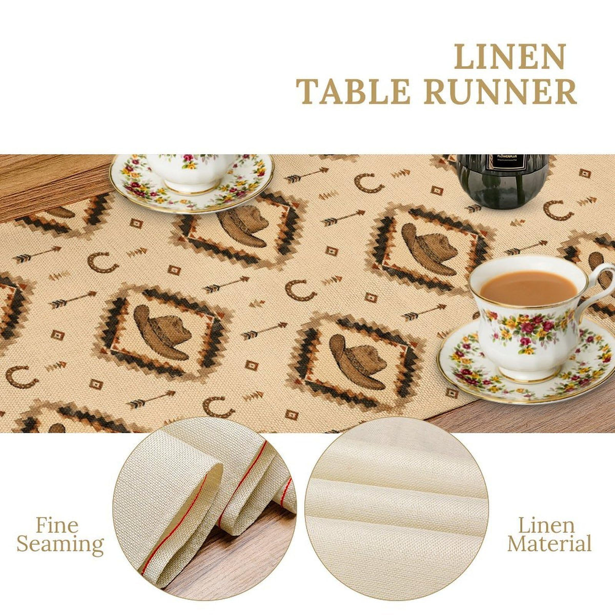 Western Cowboy Table Runner (13x72inch / Aztec Cow)