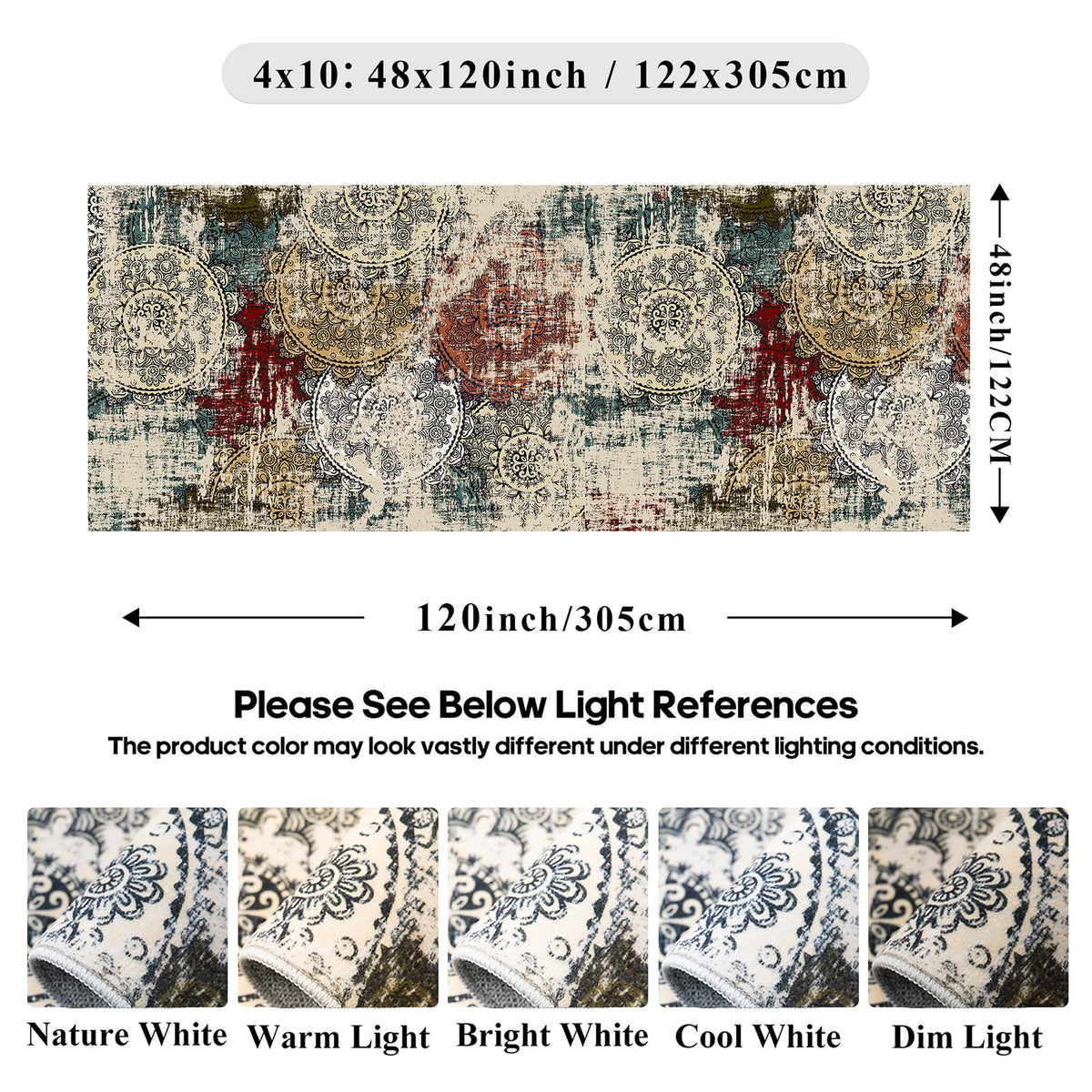 Wide Hallway 4x10 Runner Rug (Red/Green/Multi / 4' x 10' (Rectangular))