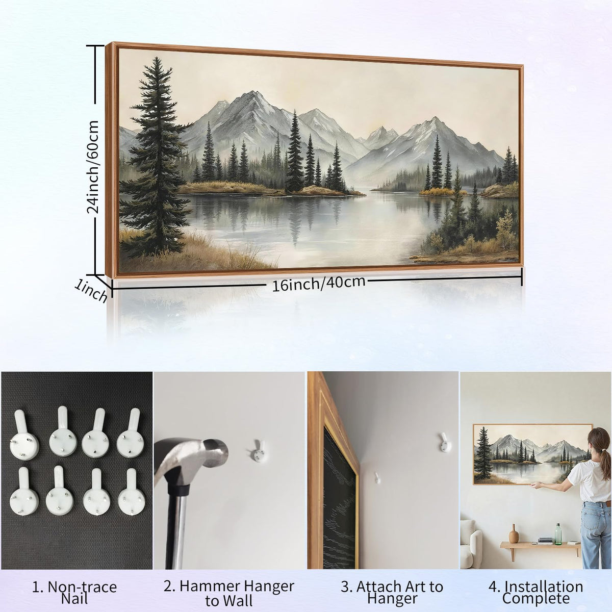 Snow Mountain Framed Canvas Wall Art (Snow Mountain / 40"L x 20"W)