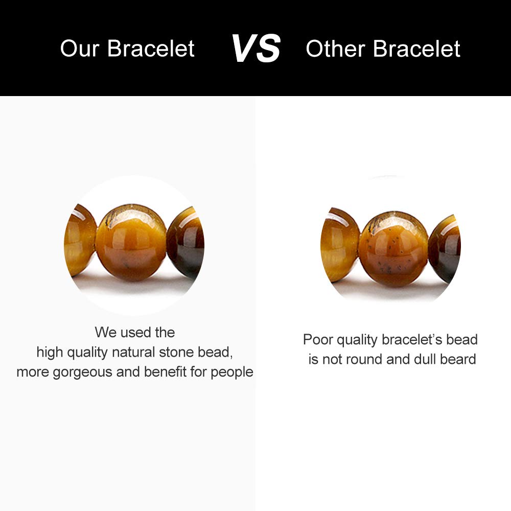 Bracelets for Men Gifts (Black Matte Agate Tiger Eye Bracelet)