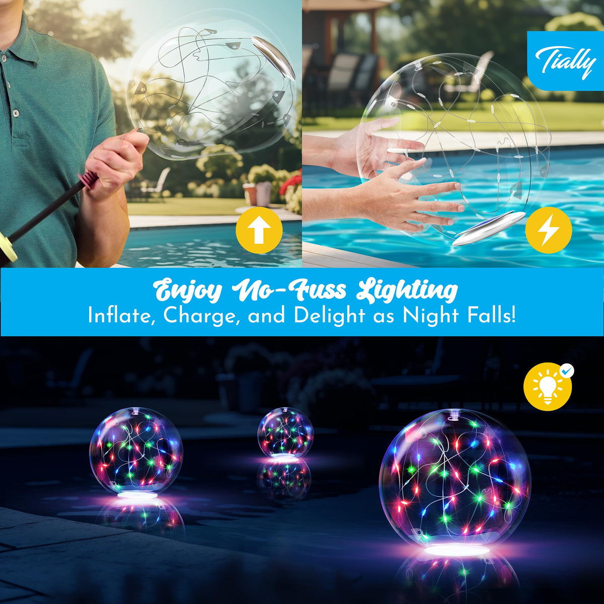 Fairy Solar Floating Pool Lights (Multicolored / 2 Pack)
