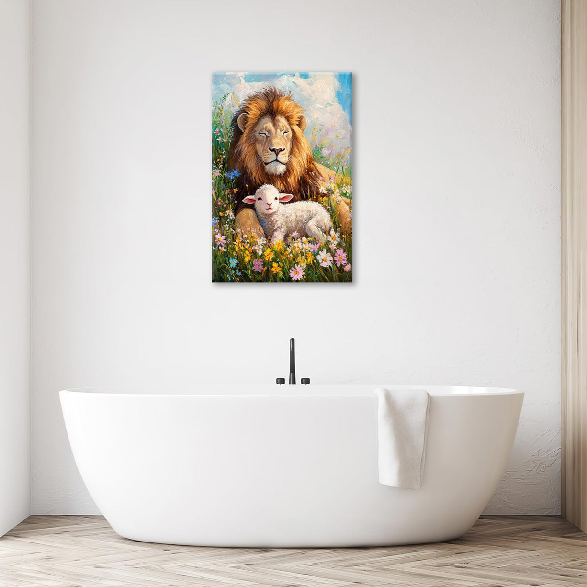 Lion And Lamb Wall Art (Lion Lamb / 24L" x 16W")