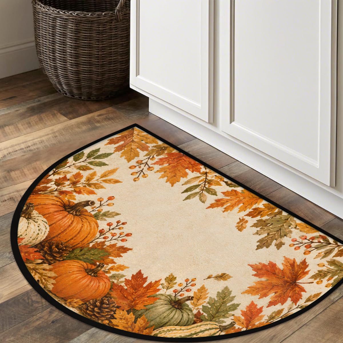 Autumn Half Round Door Mat Non Slip Half Circle Rugs (Z:fall 3)