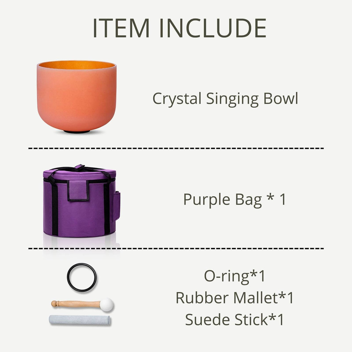 Crystal Singing Bowl 8 in Orange D Note 432Hz with Carrying Case (Orange D Note)