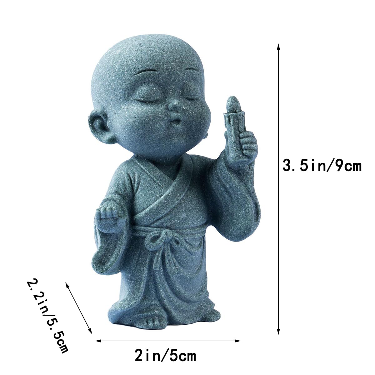 Praying Monk Figurine Standing Monk Statue Zen Meditating Sculpture (FS)