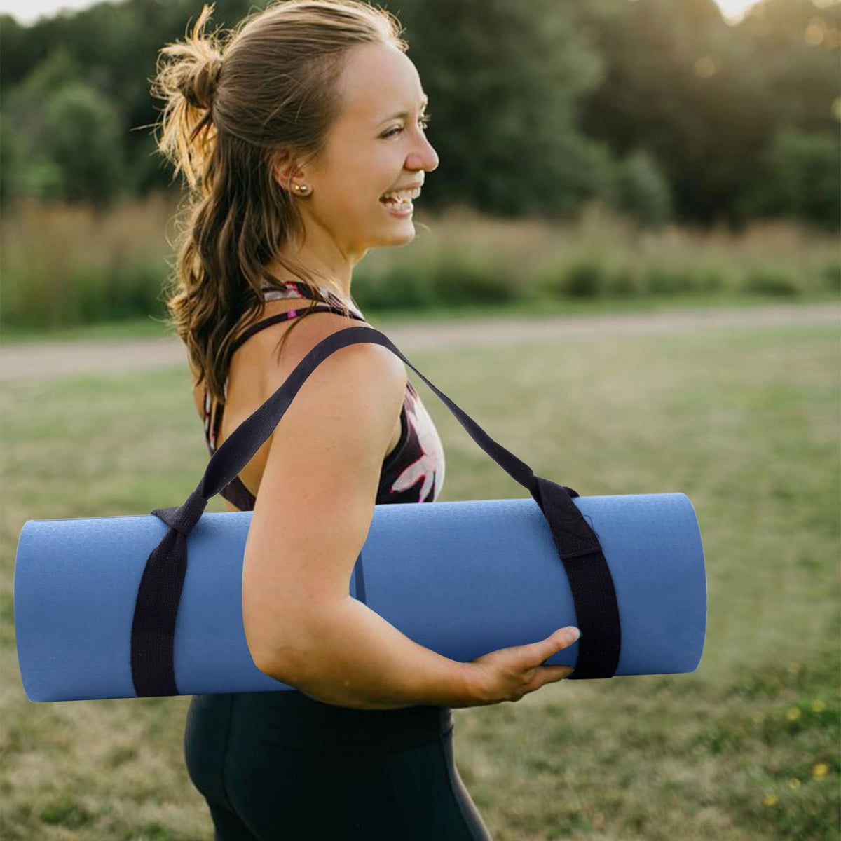 Yoga Mat for Women Men (72"x24"x2/5" / True Navy & Light Blue)