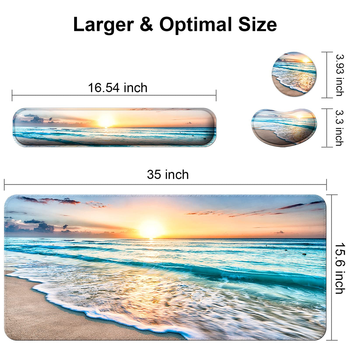 4 in 1 Mouse Pad and Keyboard Wrist Rest (A1-beach)