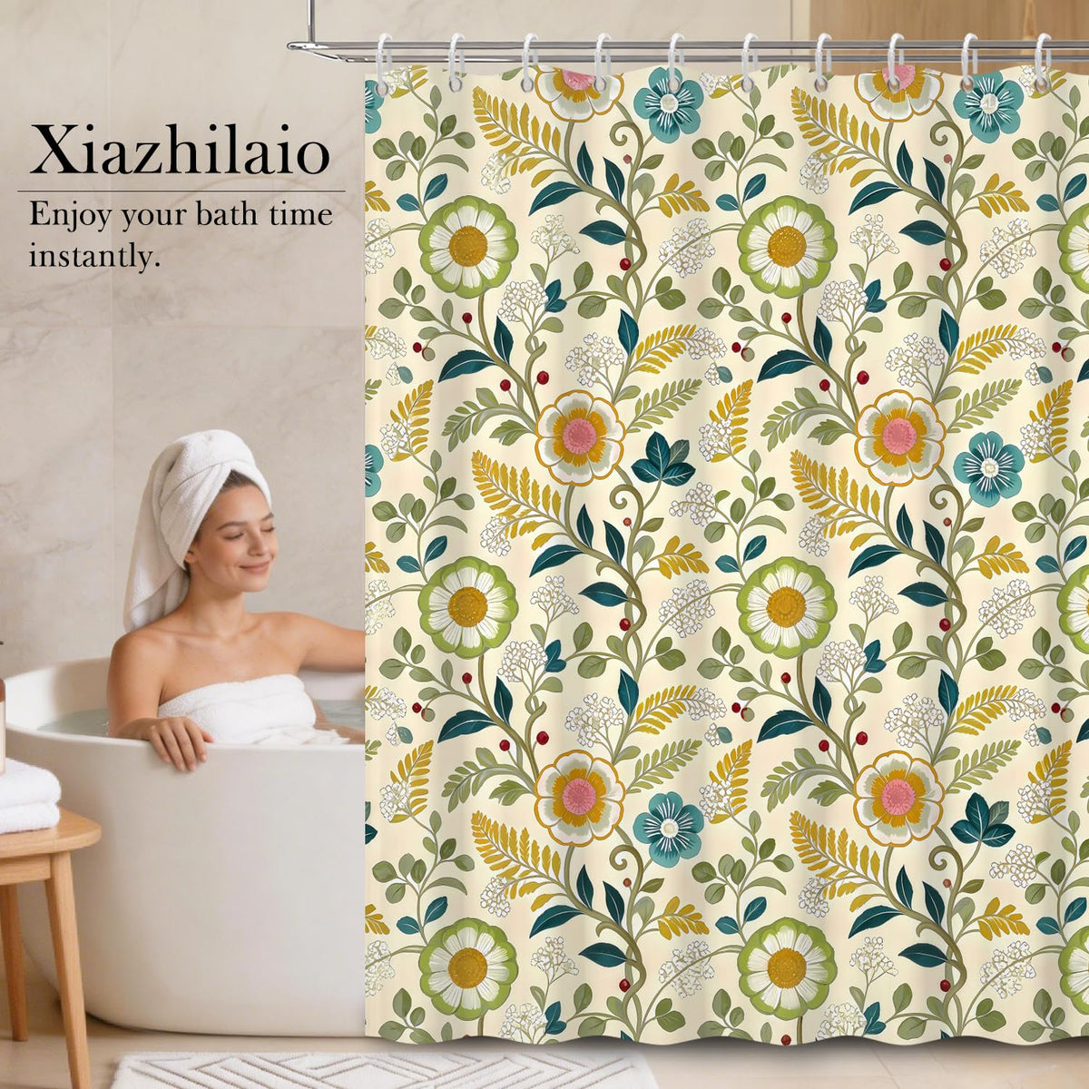 Boho Floral Shower Curtain 72x72 Inch (Boho Floral / 72"W x 72"L (Pack of 1))
