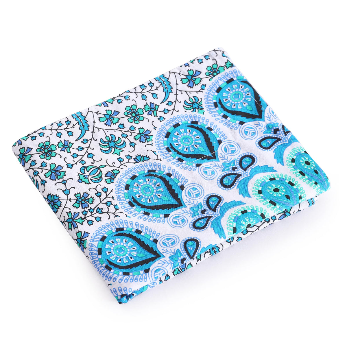 Indian Hippie Bohemian Beautiful Peacock Mandala Curtain Panels White Blue (White Blue Teal Green / 18"W x 32"L (Pack of 2))