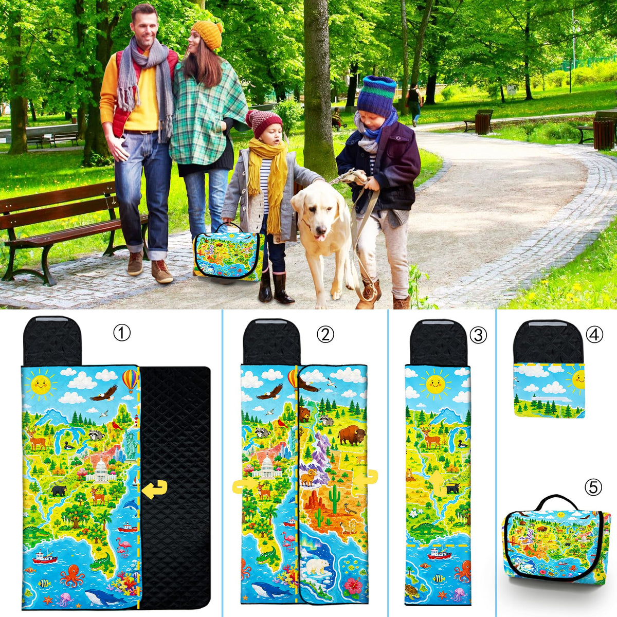 Extra Large Picnic Blanket Waterproof (Blue)