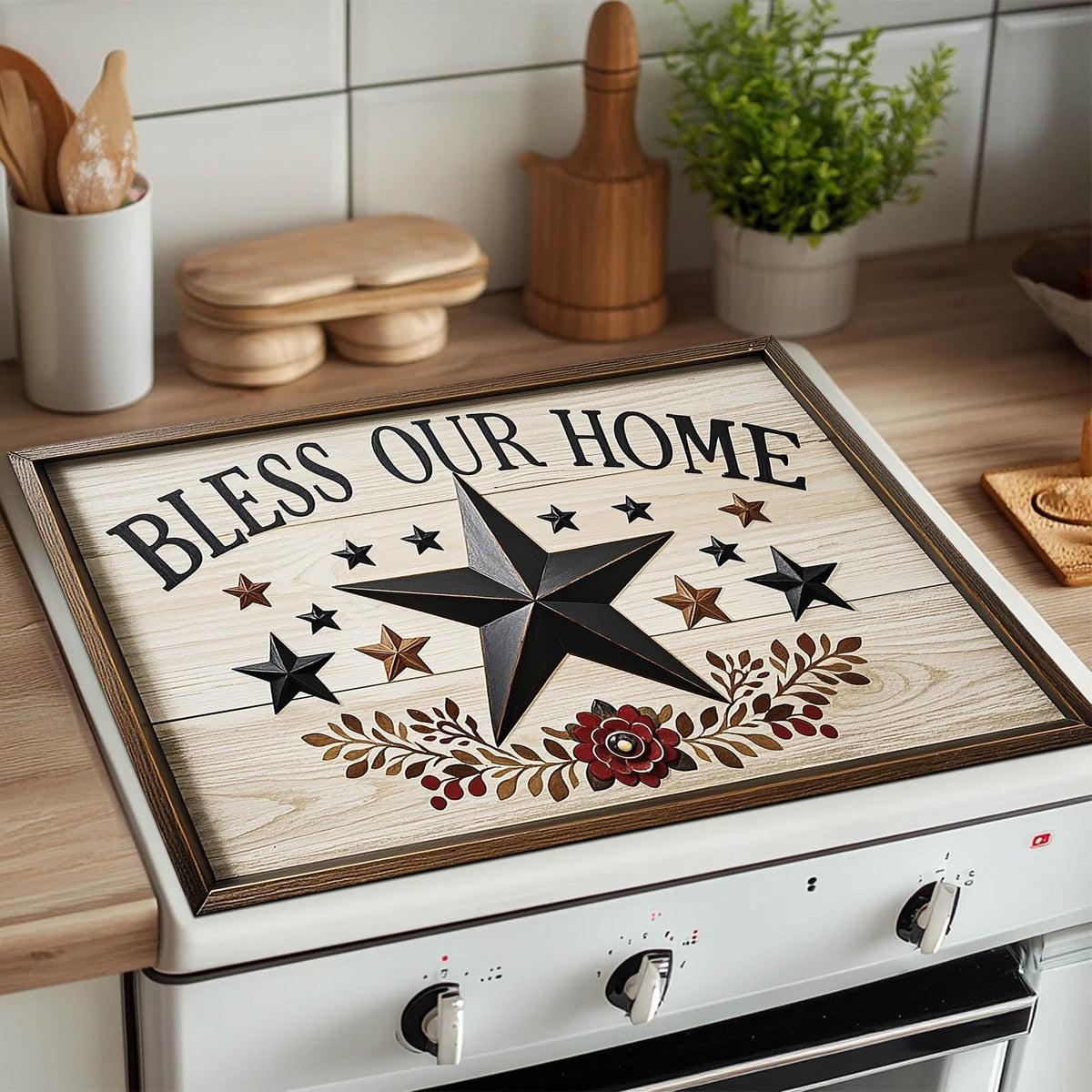 Stove Top Cover 28x20 Bless Our Home Star Heat Resistant Mat