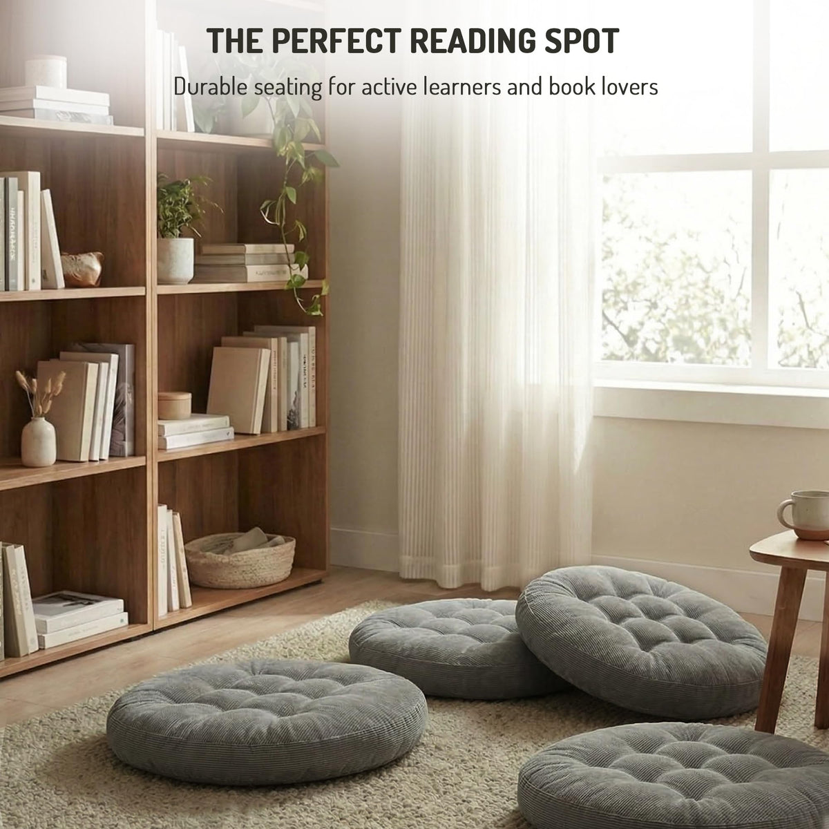 Round Meditation Cushion (1 Pack / Round | Grey | 1 Pack)