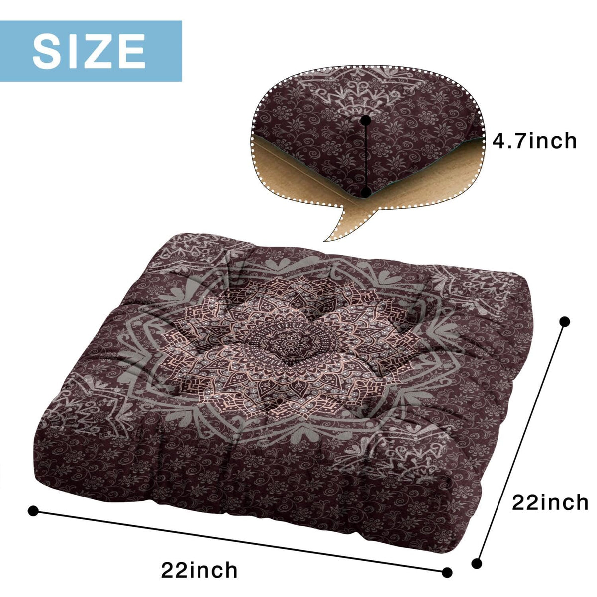 Meditation Cushion (Mandala N / Square)