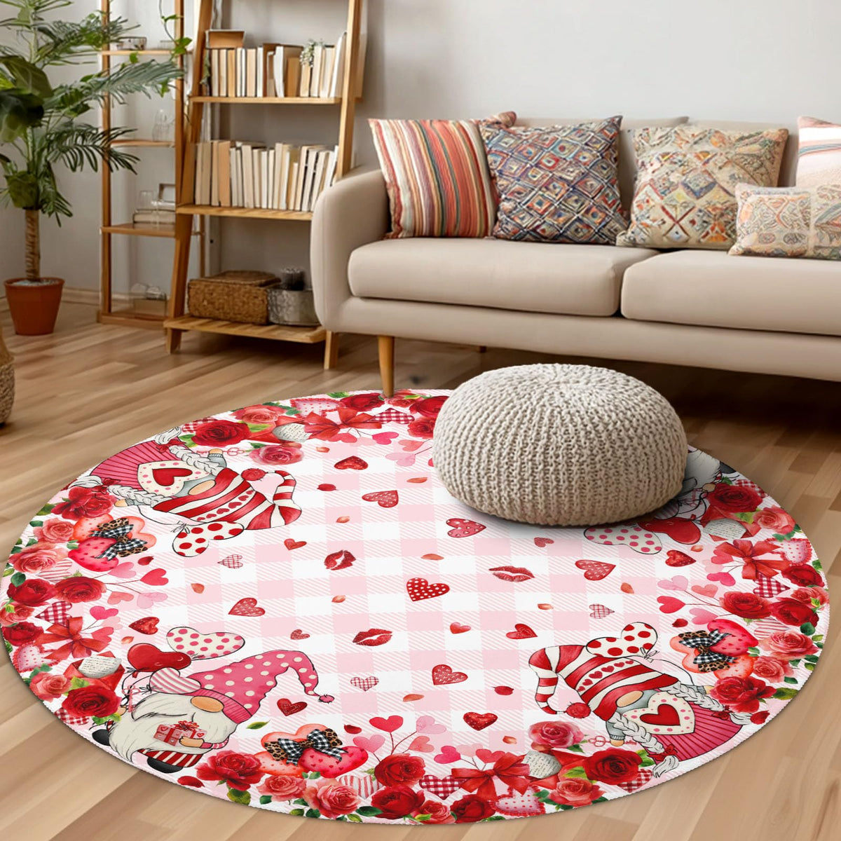 Valentines Day Round Area Rug 4ft (Love-valentines / 4' (Round))