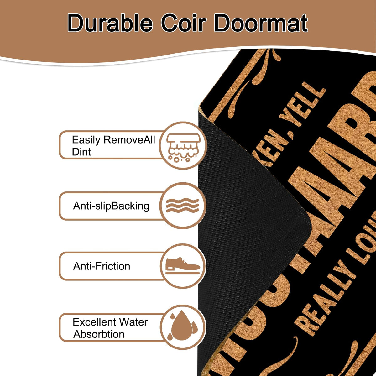 Funny Personalized Prank Doormat Gift Doorbell Broken Yell Really Loud Welcome (Doorbell Broken Yell Mustaaard Really Loud)