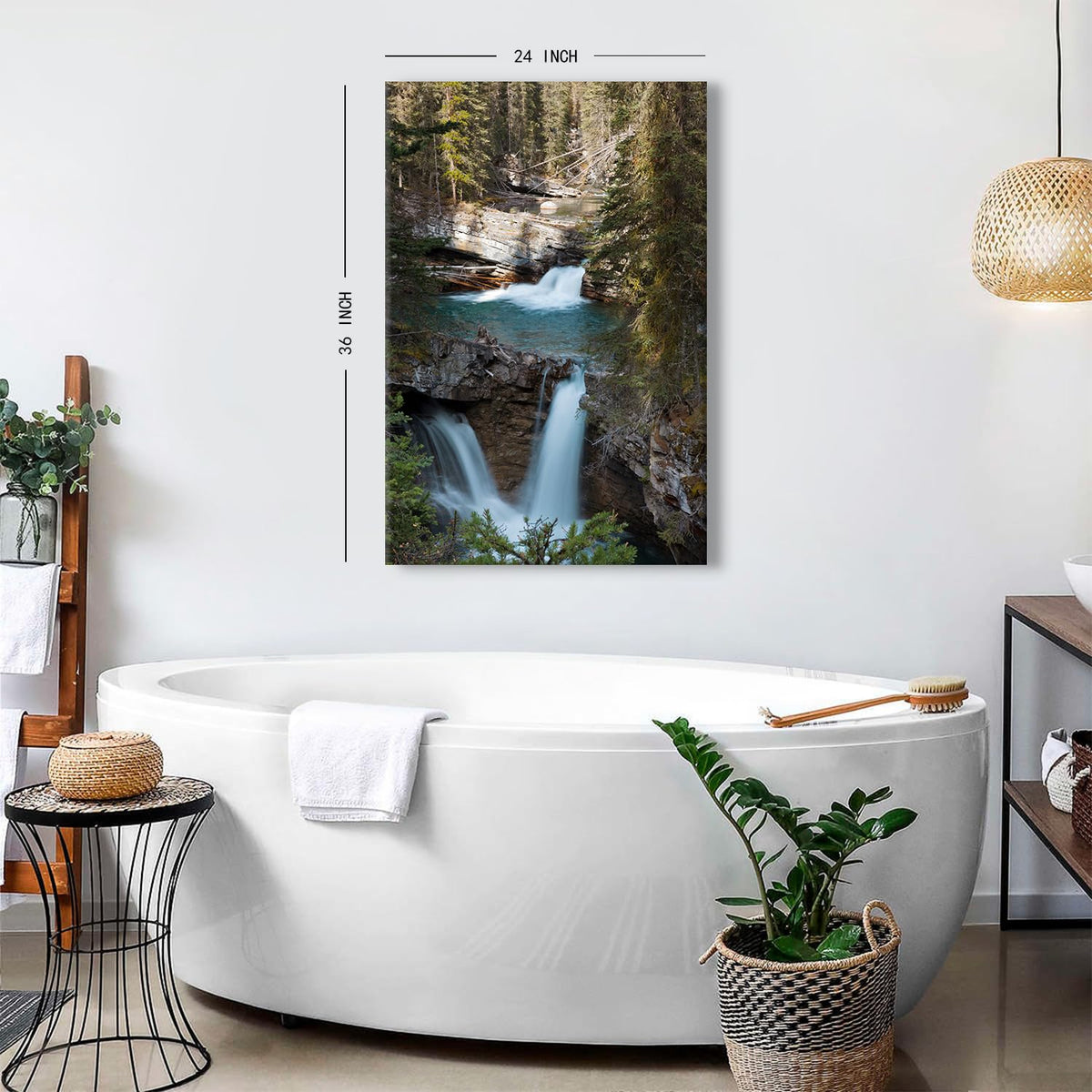 Forest Waterfall Canvas Wall Art Banff National Park Pictures Wall Decor Mountain Landscape Painting Prints Nature Sunrise Pine Tree Scene Poster Artwork for Living Room Bedroom Home Decoration 24x36” (24"L x 36"W / Nature09)