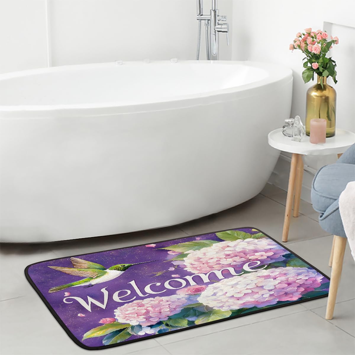 Hummingbird Purple Kitchen Rug Non (Color31)