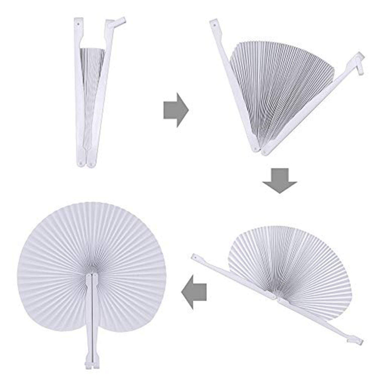 20 Pieces Silver Round Paper Fans (Silver / 20 PCS)
