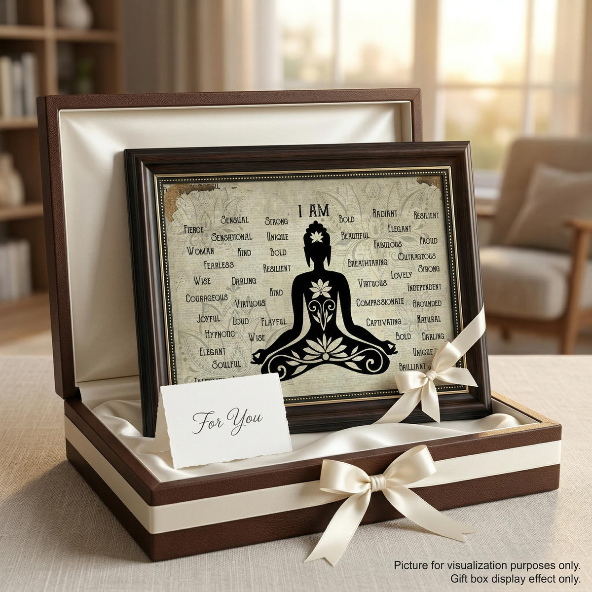 Dark Brown Framed Zen Canvas Wall Art Calming Zen Lotus Wall Decor Picture Minimalist Black White Spiritual Meditation Poster Prin for Room Modern Yoga Spiritual Spa Living Bedroom Decoration (Zen Yoga / 16"L x 12"W)