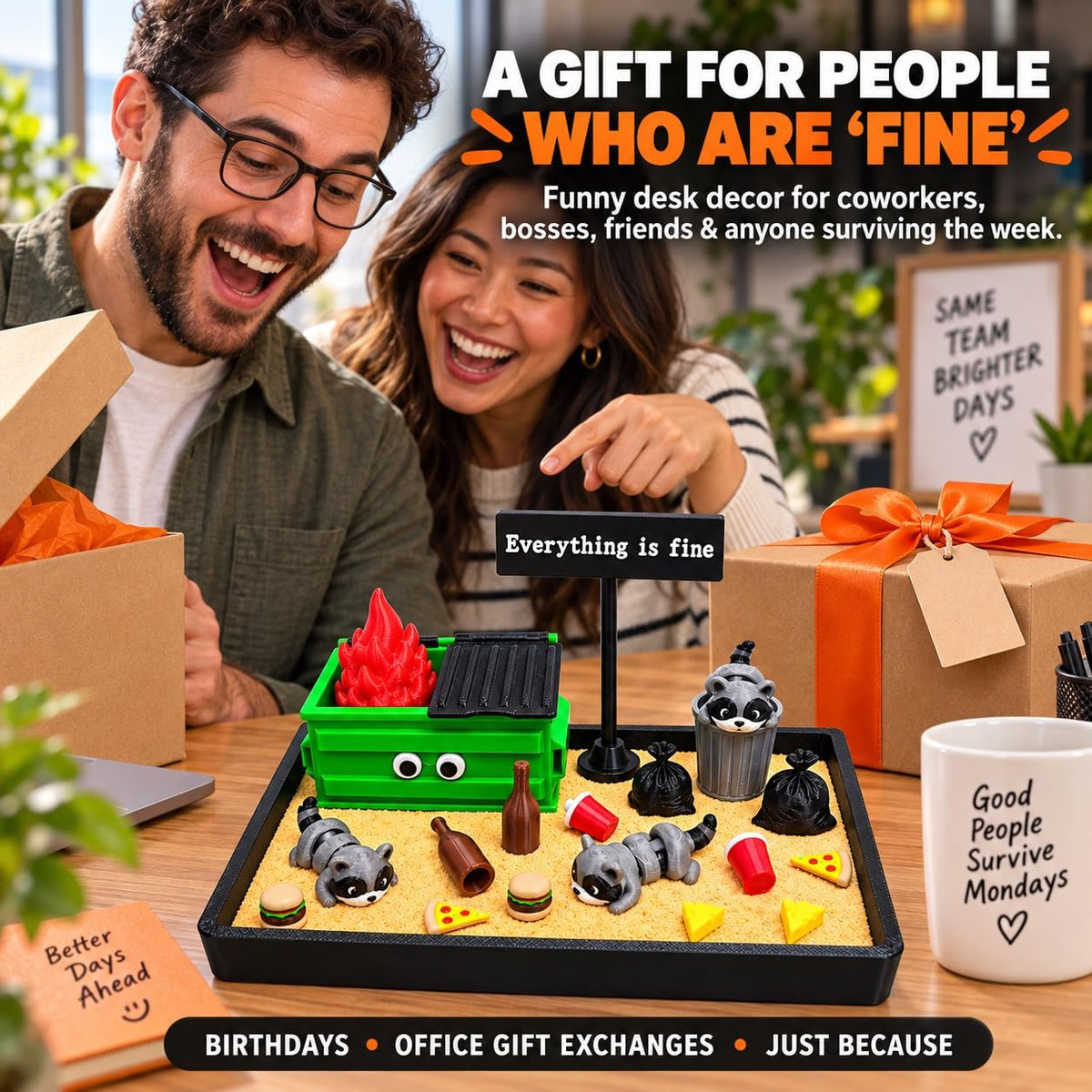 Dumpster Fire Zen Garden for Desk (5.9inch)