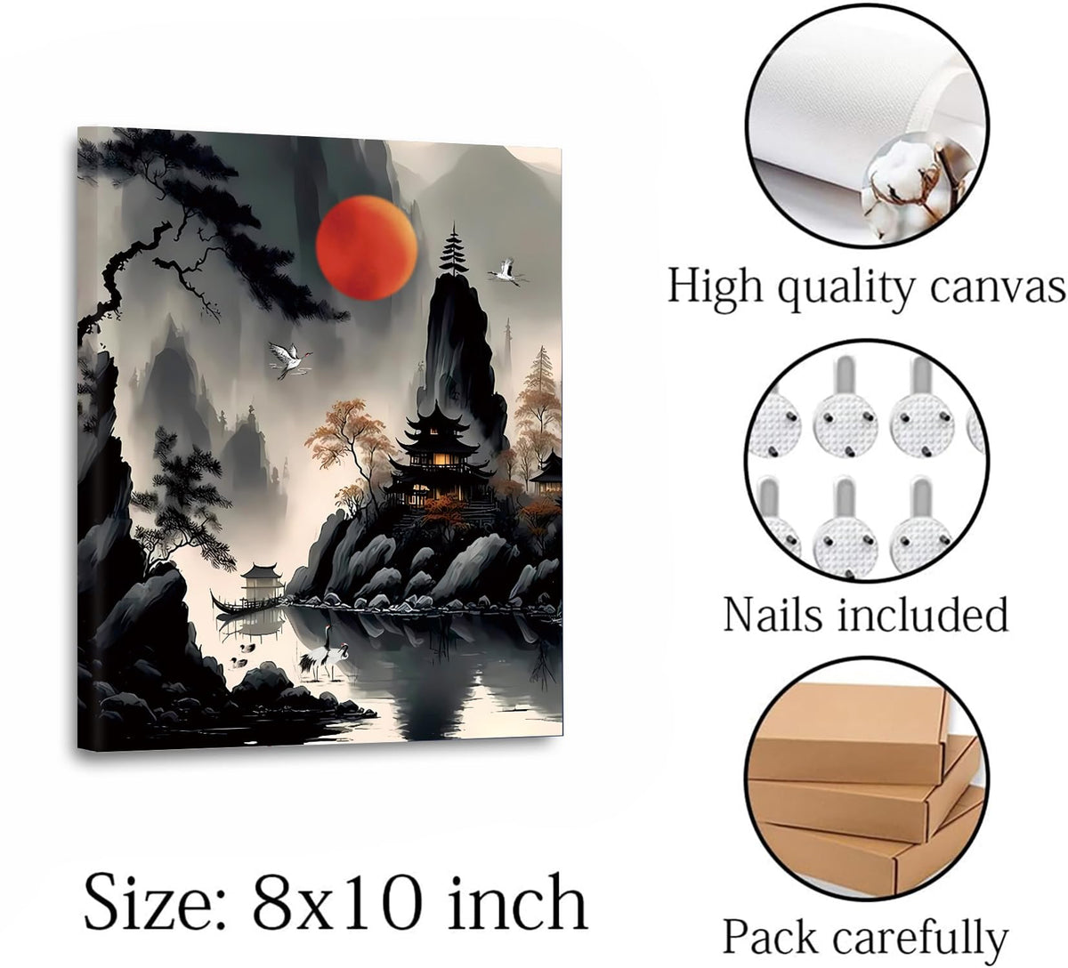 Framed Japanese Wall Art (Framed-8X10in Vintage Japanese Wall Art Prints)